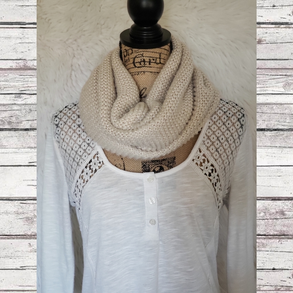 Light Tan Knit Infinity Scarf!